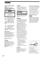 Предварительный просмотр 2 страницы Sony AVD-S50ES - Single Disc Dvd/sacd™/cd Receiver Operating Instructions Manual