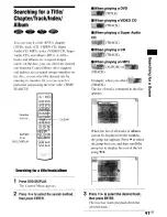 Предварительный просмотр 41 страницы Sony AVD-S50ES - Single Disc Dvd/sacd™/cd Receiver Operating Instructions Manual