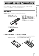 Предварительный просмотр 11 страницы Sony AW10 - VPL - LCD Projector Operating Instructions Manual