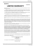 Preview for 1 page of Sony BCR-NWU7 - Cradle For Walkman Limited Warranty