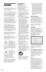 Preview for 2 page of Sony BDP-CX7000ES - 400 Blu-ray Disc Mega Changer Operating Instructions Manual