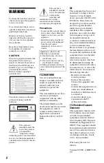 Preview for 2 page of Sony BDP-S1000ES - Blu-Ray Disc Player Operating Instructions Manual