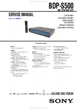 Sony BDP-S500 Service Manual preview