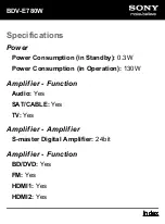 Предварительный просмотр 6 страницы Sony BDV-E780W Specifications