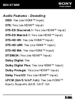 Предварительный просмотр 7 страницы Sony BDV-E780W Specifications