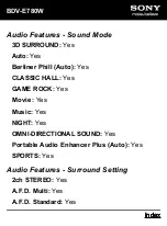 Предварительный просмотр 9 страницы Sony BDV-E780W Specifications
