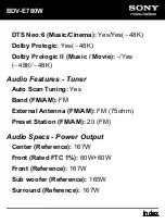 Предварительный просмотр 10 страницы Sony BDV-E780W Specifications