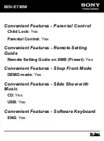 Предварительный просмотр 12 страницы Sony BDV-E780W Specifications