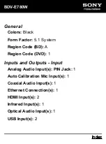 Предварительный просмотр 13 страницы Sony BDV-E780W Specifications