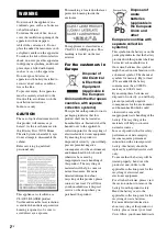 Preview for 2 page of Sony BDV-E880 Operating Instructions Manual