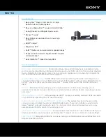 Sony BDVT11 - Blu-ray Disc/DVD Home Theater System Specifications preview