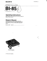 Sony BI-85 Operating Instructions Manual preview