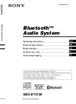 Предварительный просмотр 1 страницы Sony BluetoothH MEX-BT5100 Operating Instructions Manual