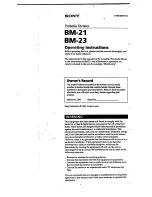 Preview for 1 page of Sony BM-23 Operating Instructions