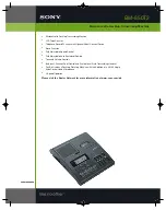 Предварительный просмотр 1 страницы Sony BM850T2 - Microcassette Recorder / Transcriber Specifications