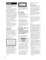 Preview for 2 page of Sony BRAVIA BDV-E370 Operating Instructions Manual