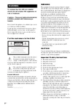 Preview for 2 page of Sony BRAVIA DAV-HDX465 Operating Instructions Manual