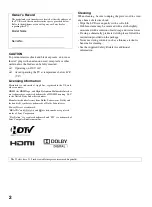 Preview for 2 page of Sony BRAVIA KDL-32BX331 Operating Instructions Manual