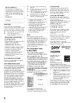 Preview for 2 page of Sony BRAVIA KDL-32L4010 Operating Instructions Manual