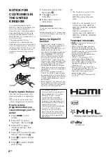 Preview for 2 page of Sony BRAVIA KDL-32R420A Operating Instructions Manual