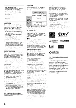 Preview for 2 page of Sony BRAVIA KDL-40XBR6 Operating Instructions Manual