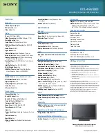 Preview for 2 page of Sony Bravia KDL-46W3000 Specifications