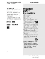 Предварительный просмотр 4 страницы Sony BRAVIA KDL-52XBR2 Operating Instructions Manual