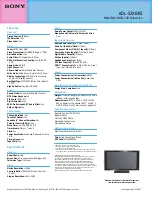 Preview for 2 page of Sony BRAVIA KDL-52XBR3 Specifications