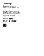 Preview for 3 page of Sony BRAVIA KDL-70XBR3 Operating Instructions Manual