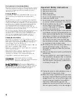 Preview for 4 page of Sony BRAVIA KDL-V32XBR1 Operating Instructions Manual