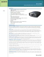 Preview for 1 page of Sony BRAVIA VPL-VW60 Specification Sheet