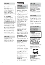 Preview for 2 page of Sony BRAVIA XBR-55X930D Operating Instructions Manual