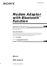 Sony BTA-NW1A - 56 Kbps Modem Operating Instructions Manual предпросмотр