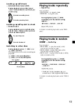 Preview for 13 page of Sony CA350X - Xplod Radio / Cassette Player Operating Instructions Manual