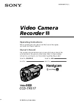 Sony CCD-TR517WR - Video Camera Recorder 8mm Operating Instructions Manual preview