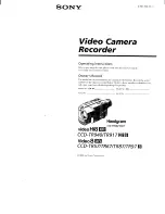 Sony CCD-TR940 - Video Camera Recorder Hi8&trade Operating Instructions Manual preview