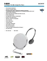 Sony CD Walkman D-EJ885 Specification Sheet preview