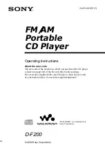 Preview for 1 page of Sony Cd Walkman D-F200 Operating Instructions Manual