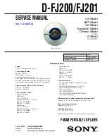 Предварительный просмотр 1 страницы Sony CD Walkman D-FJ200 Service Manual