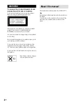 Предварительный просмотр 2 страницы Sony CDP-CE575 - Disc Carousel Operating Instructions Manual