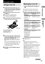 Предварительный просмотр 57 страницы Sony CDP-CE575 - Disc Carousel Operating Instructions Manual