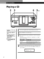 Предварительный просмотр 8 страницы Sony CDP-CX225 - 200 Disc Cd Changer Operating Instructions Manual