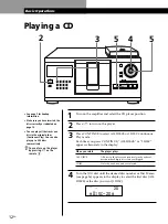 Предварительный просмотр 12 страницы Sony CDP-CX88ES - Es 200 Disc Cd Changer Opearting Instructions