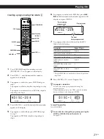 Предварительный просмотр 21 страницы Sony CDPCX455 - 400 Disc MegaStorage CD Changer Operating Instructions Manual