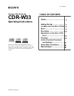 Preview for 1 page of Sony CDR-W33 Operating Instructions Manual