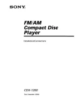 Sony CDX-1200 - Fm/am Compact Disc Player Installation/Connections Manual preview