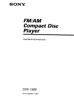 Sony CDX-1300 - Fm/am Compact Disc Player Installation/Connections Manual preview