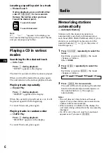 Предварительный просмотр 6 страницы Sony CDX-3170 Operating Instructions Manual