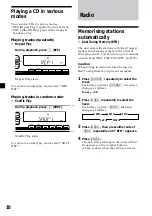 Предварительный просмотр 10 страницы Sony CDX-3900R Operating Instruction