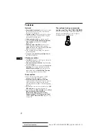 Предварительный просмотр 2 страницы Sony CDX-4100RDS Operating Instructions Manual